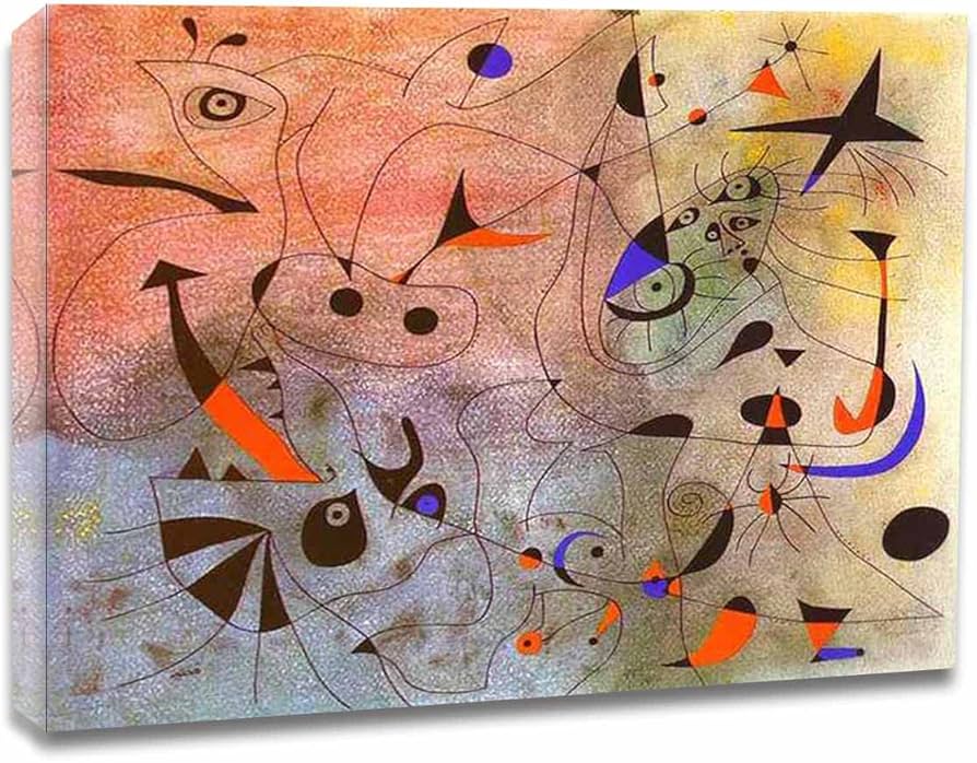 ミロ 抽象画 ポスター＆フレーム★ Amazon.co.jp: フアン・ミロ ポスター 青 黄金 黄 抽象画 フアン